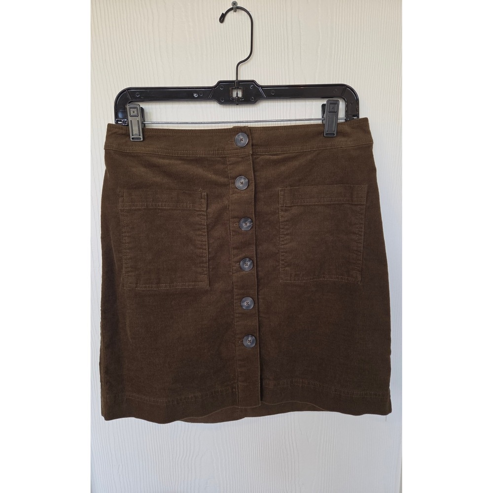 Olive Green Corduroy Button Front Mini Skirt Size 8 Y2K Twee Indie Boho 70s 90s